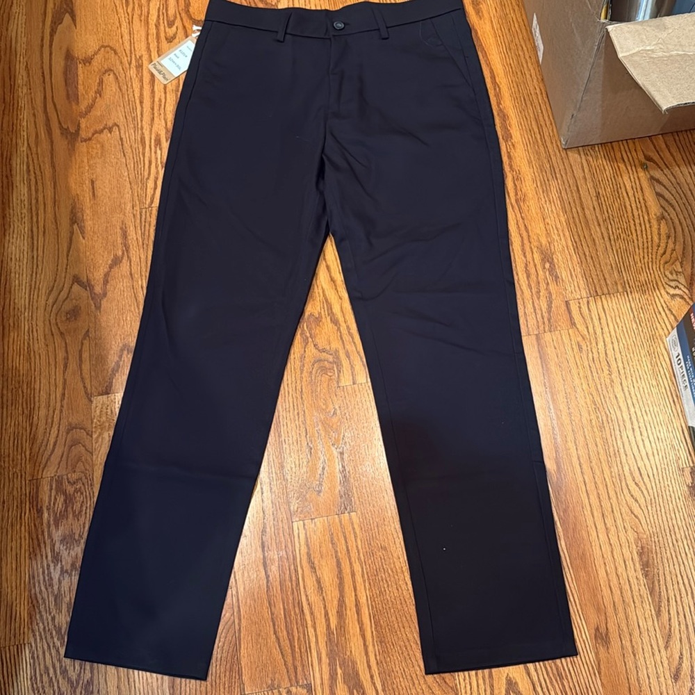 NWT Mens plaid and plain slim fit black dress pants. 32x30